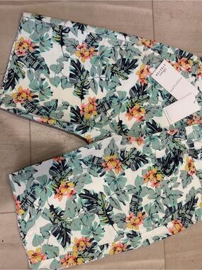 Denim & Flower Floral Print Shorts in White, Mint & Pink